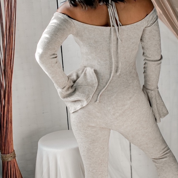 Tan Ruffle Jumpsuit - Picture 4 of 4